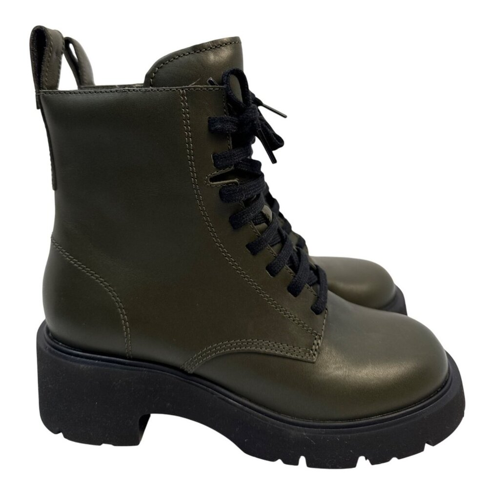 Camper‎ Milah Combat Boots Women Size 7 EU 37  Green Leather Inside zip